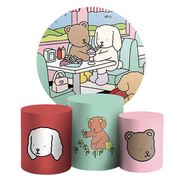 Kit Decoração Bobbie Goods Painel Redondo + 3 Capas Cilindros Infantil
