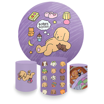 Kit Decoração Bobbie Goods Painel Redondo + 3 Capas Cilindros Infantil