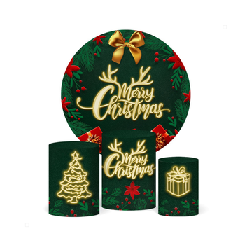 Kit Decoração Natal Painel Redondo + 3 Capas Cilindros