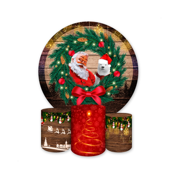 Kit Decoração Natal Painel Redondo + 3 Capas Cilindros