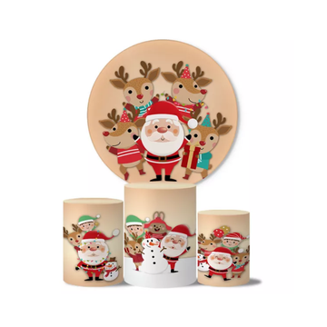 Kit Decoração Natal Painel Redondo + 3 Capas Cilindros