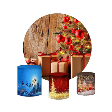 Kit Decoração Natal Painel Redondo + 3 Capas Cilindros