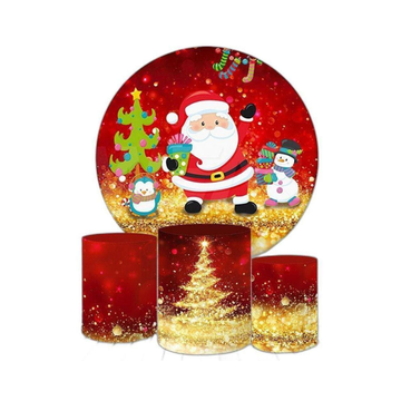 Kit Decoração Natal Painel Redondo + 3 Capas Cilindros