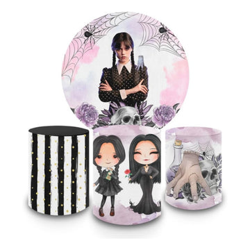 Painel Redondo Trio De Capa Cilindro 4peças Wandinha Cute