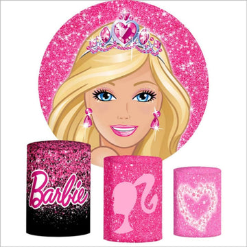 Trio Capas Cilindro + Painel Tecido Sublimado 1,5m - Barbie