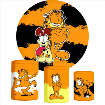 Trio Capa Cilindros + Painel 1,5m Sublimado Festa Garfield