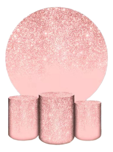 Painel Redondo Trio Cilindros Capas Liso Com Brilho - Rosa