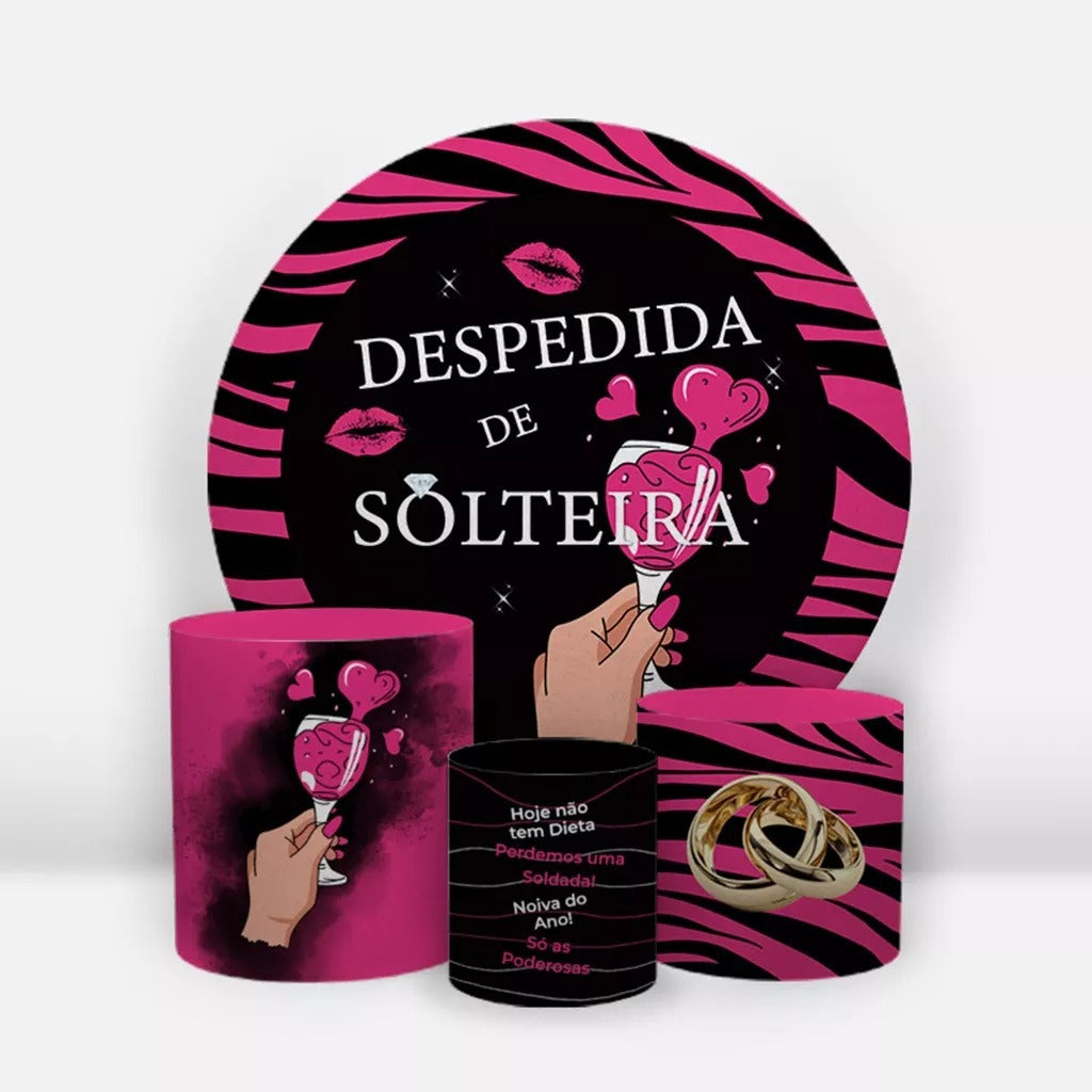 Painel Redondo Trio Cilindros Capas Despedida De Solteiro - Preto