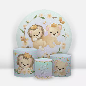 Painel Redondo Trio Cilindros Capas Chá Revelação Leão - Branco