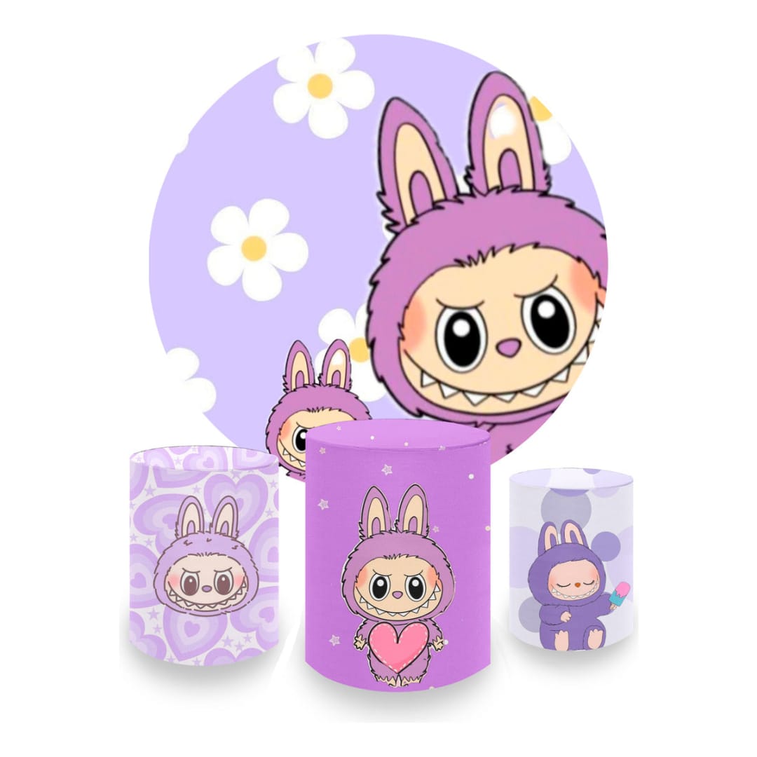 Capa Painel Redondo Capas Cilindro Sublimados Labubu Lilás - Lilás