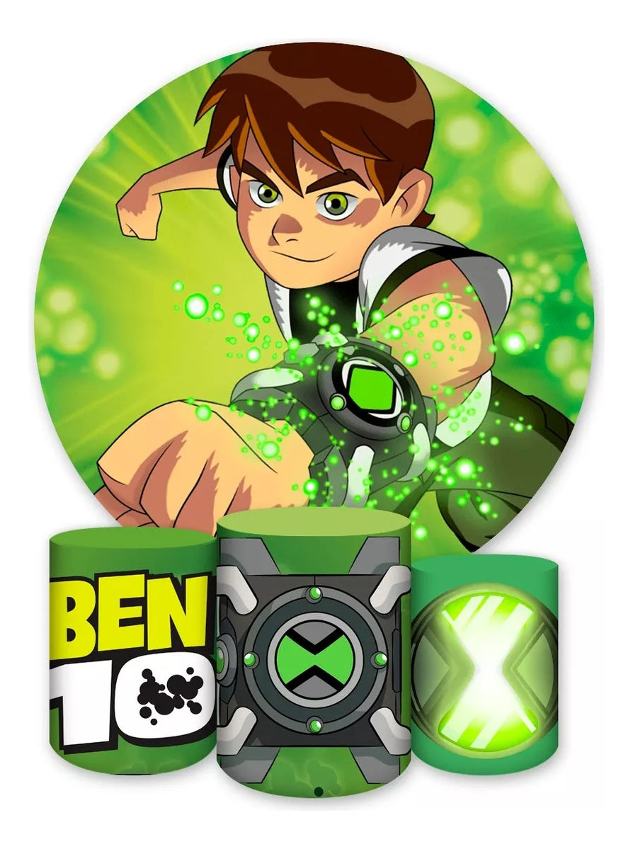 Painel Redondo Trio Cilindros Capas Ben 10 Ominitrix Ref 004 - Verde