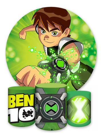 Painel Redondo Trio Cilindros Capas Ben 10 Ominitrix Ref 004 - Verde