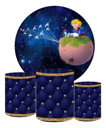 Painel Redondo Trio Cilindros Capas Pequeno Príncipe Ref 002 - Azul