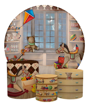 Painel Redondo Trio Cilindros Capas Festinha Cavalo - Marrom