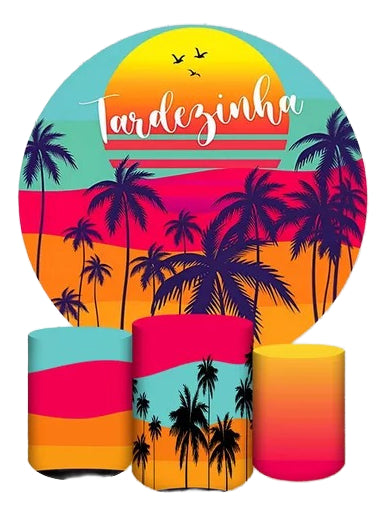 Painel Redondo Trio Cilindros Capas Praia Coqueiro - Laranja