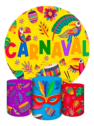 Painel Redondo Trio Cilindros Capas Carnaval Evento 001 - Amarelo
