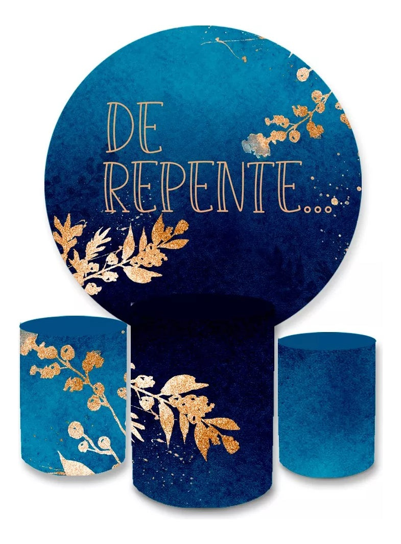 Painel Redondo Trio Cilindros Capas De Repente Ref 001 - Azul