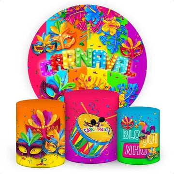 Painel Redondo Trio Cilindros Capas Carnaval Evento Ref 002 - Lilás