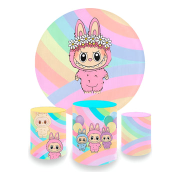 Capa Painel Redondo Capas Cilindro Sublimados Labubu Color - Color