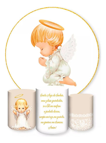 Painel Redondo Trio Cilindros Capas Anjinho Céu - Branco