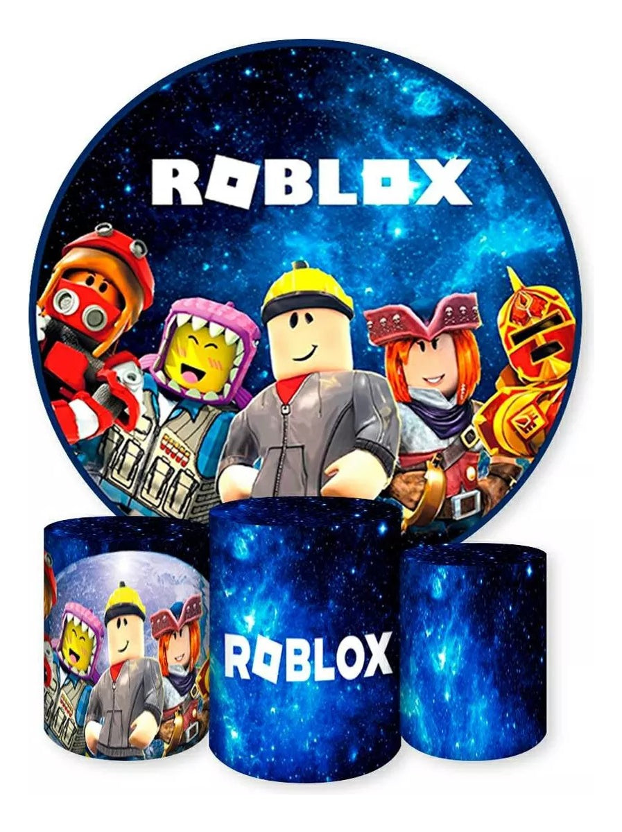 Painel Redondo Trio Cilindros Capas Roblox Jogo Celular - Azul