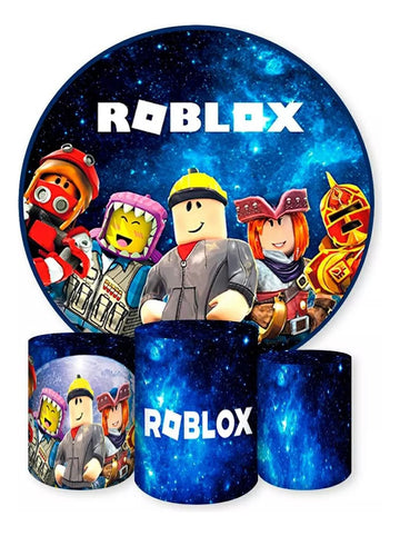 Painel Redondo Trio Cilindros Capas Roblox Jogo Celular - Azul