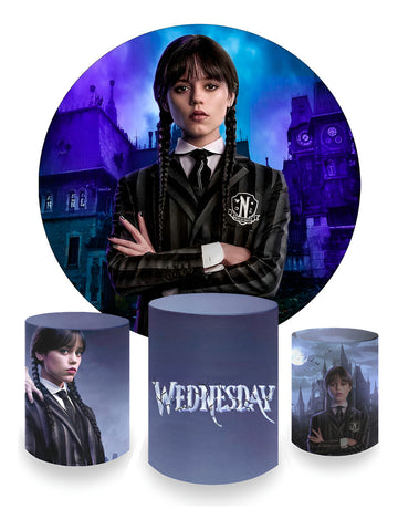 Painel Redondo Trio Cilindros Capas Decoração Wandinha 04 - Wandinha - 04