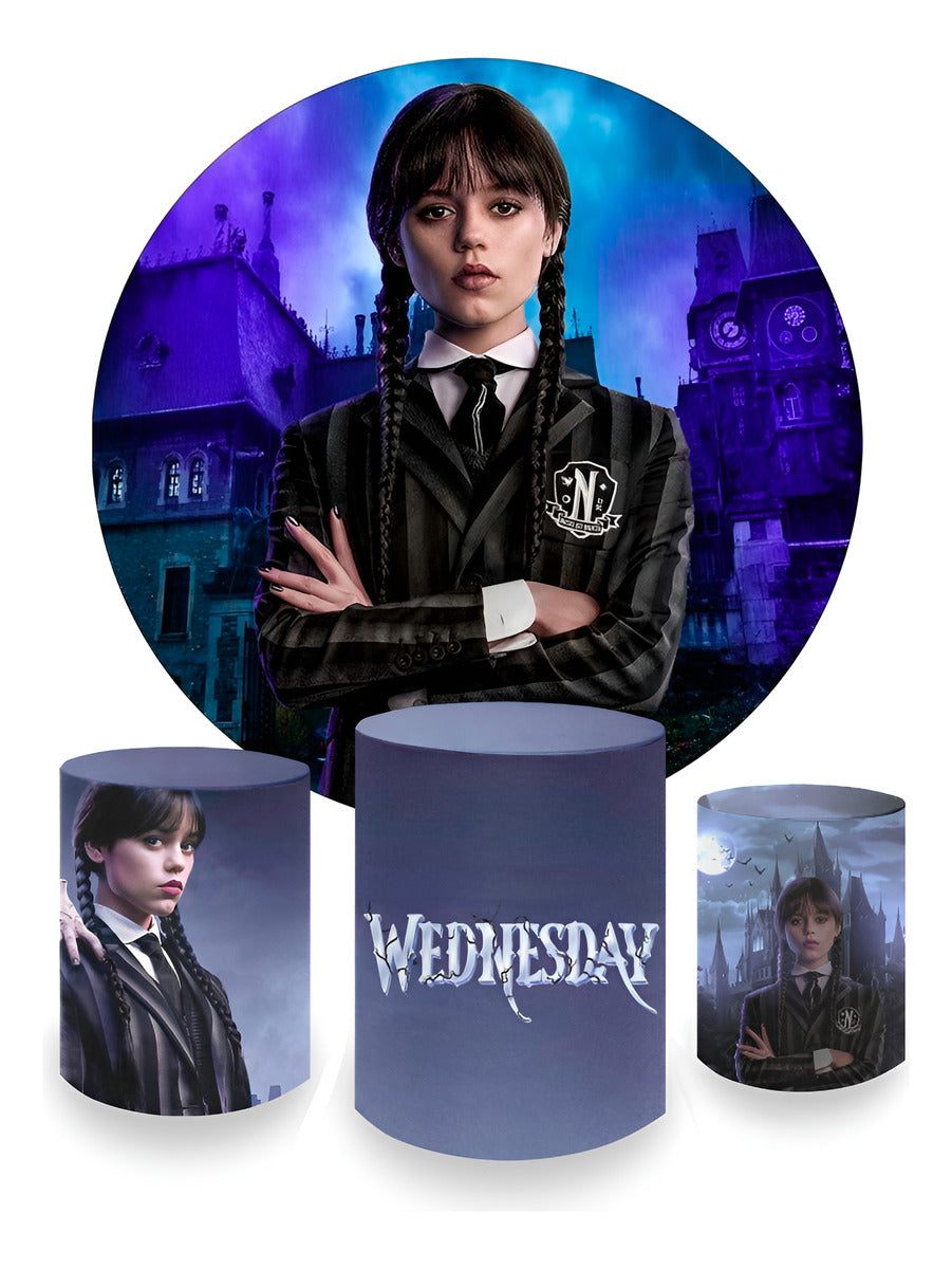 Painel Redondo Trio Cilindros Capas Decoração Wandinha 04 - Wandinha - 04