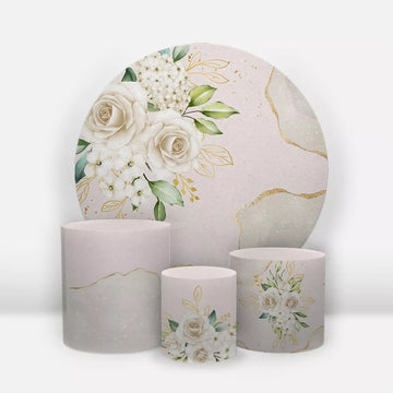 Painel Redondo Trio Cilindros Capas Folhas Brancas - Branco