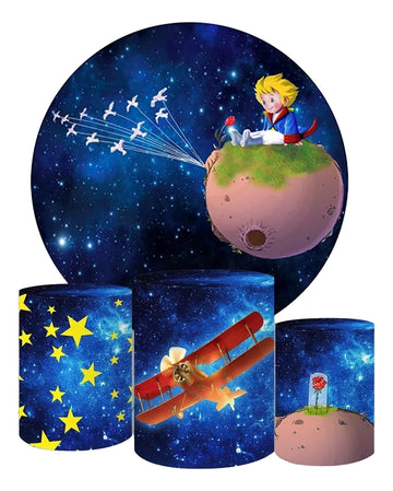 Painel Redondo Trio Cilindros Capas Pequeno Príncipe Ref 001 - Azul