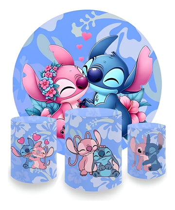Kit Painel Redondo + Trio Capa De Cilindro Lilo Stitch 15 - Lilo Stitch