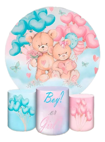 Painel Redondo Trio Cilindros Capas Família De Ursos - Preto