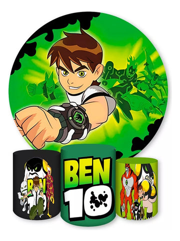 Kit Painel Redondo Trio Cilindros Capas Ben 10 Ominitrix Ref 002 - Verde