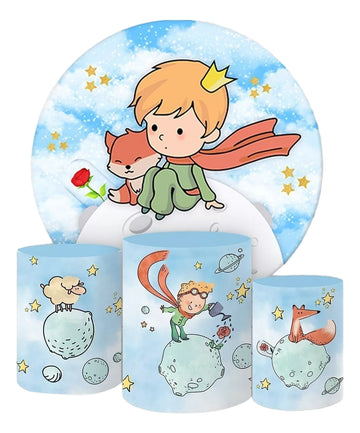 Painel Redondo Trio Cilindros Capas Pequeno Príncipe Ref 004 - Azul-celeste